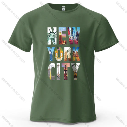 NYC Vibes Printed Men's T-Shirt 100% Cotton Oversized Urban Trendy Graphic Tees for Women Tops Tees Casual Streetwear