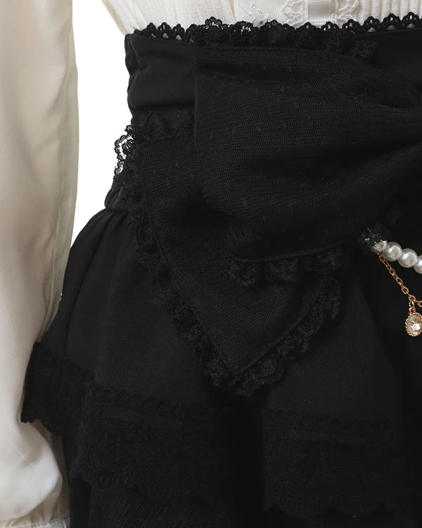 Mine Style Mass-Produced Japanese Casual Laminated Ruffles Lace  Skirts 2023 Autumn Winter High Waist Corset A- Line Mini Skirt