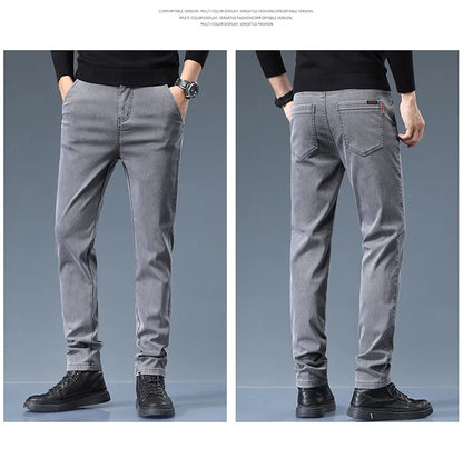 Smil Straight Men Jeans Autumn casual black gray  denim trousers pants for man korea clothing