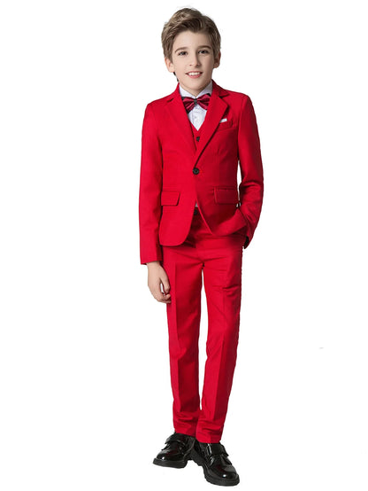 Boys Suits Colorful Formal Suits 4 Piece Slim Fit Dresswear Suit Set Jacket Vest Pants and Tie）School Uniforms
