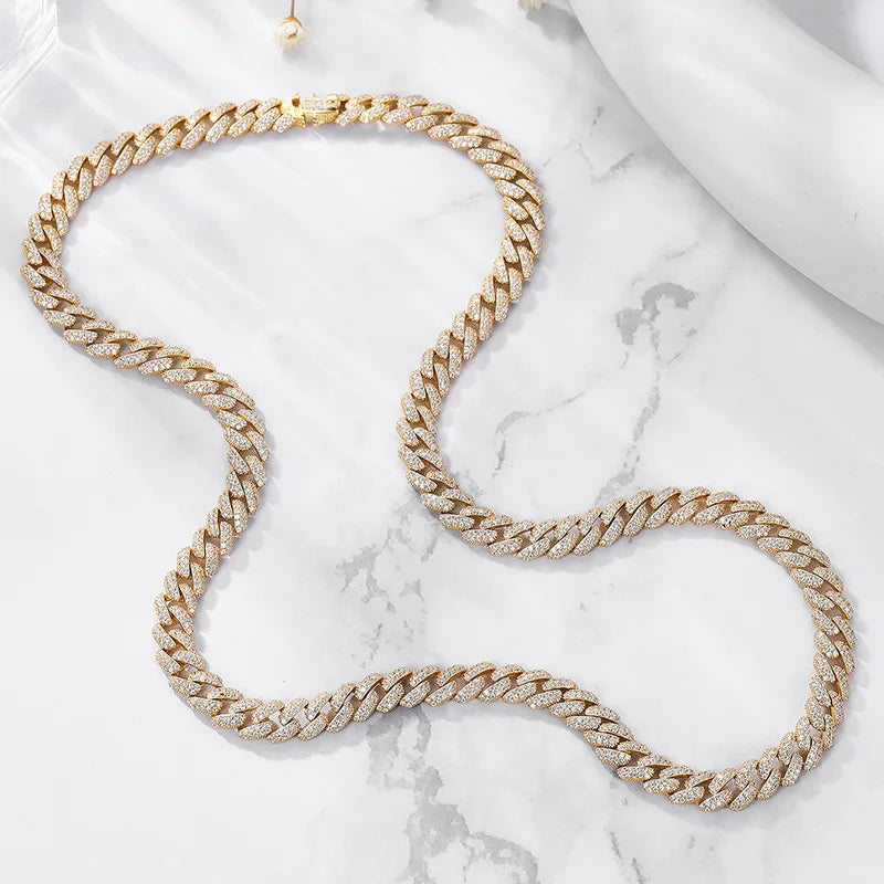 S925 Sterling Silver Plated 18K Gold Cuban Bracelet for Women Men High Carbon Zircon Diamond Bracelets Hip Hop Link Chain