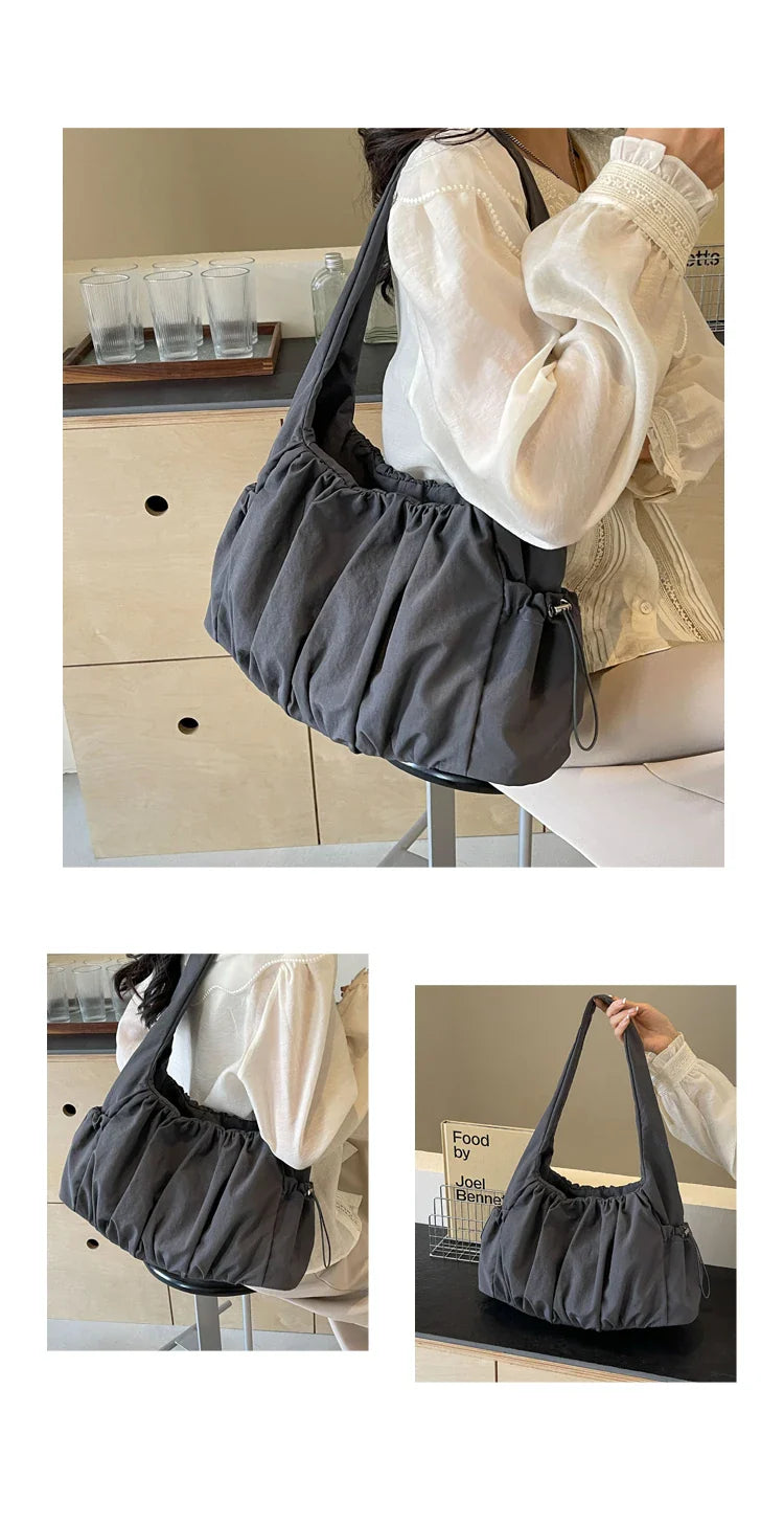 Hot Selling Fashion Nylon Pleated Women's Crossbody Bag 2026 New Casual Trend Versatile Large Capacity Tote Women's Shoulder Bag