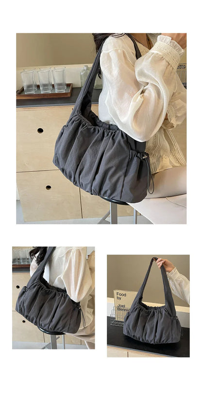 Hot Selling Fashion Nylon Pleated Women's Crossbody Bag 2026 New Casual Trend Versatile Large Capacity Tote Women's Shoulder Bag