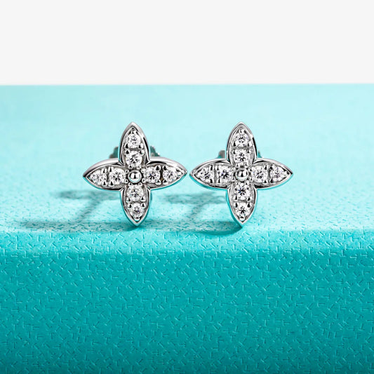 1.5mm D Color Moissanite Diamond 925 Sterling Silver With Cer Classic Cross Stud Earrings For Woman Jewelry Wholesale