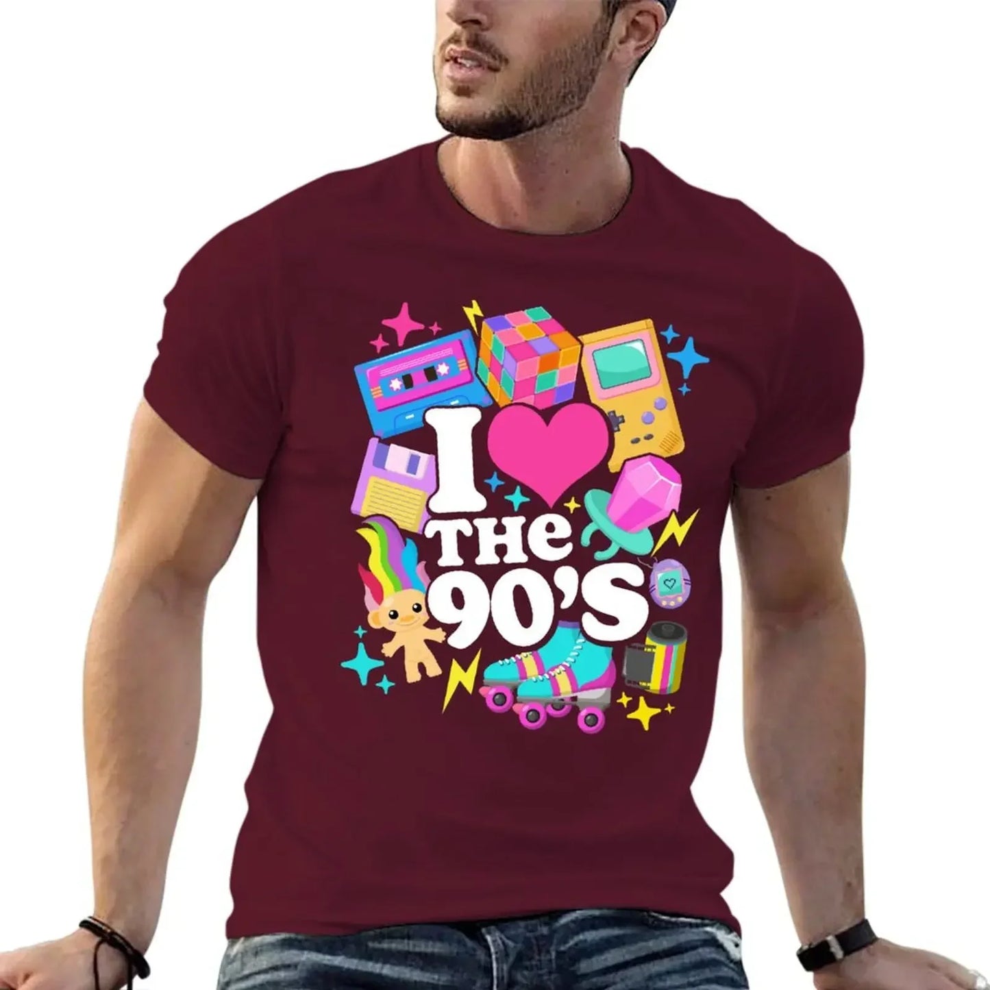 I Love The 90's Retro 90s Costume T-Shirt anime figures summer clothes blue archive mens t shirt
