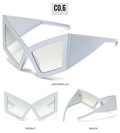 Fashion Oversized Cat Eye Sunglasses Women Red Shades UV400 Retro Gradient Men Wide Legs Sun Glasses