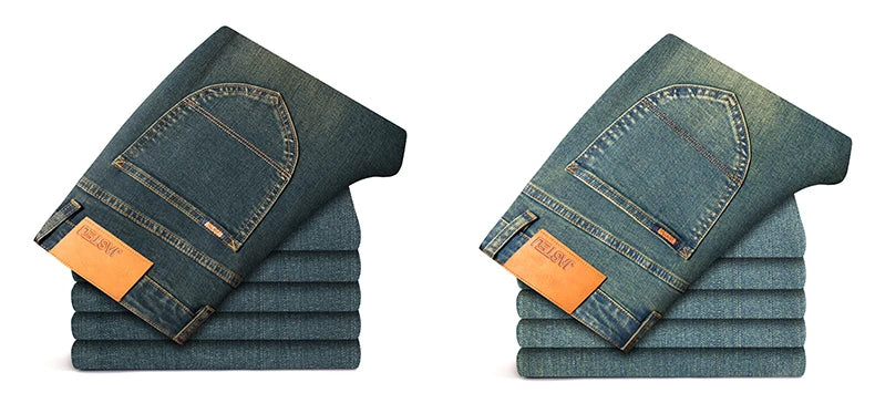 Premium Jeans Men's Autumn 2023 New Elastic High End Business Casual Old Vintage Straight Leg Jeans