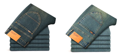 Premium Jeans Men's Autumn 2023 New Elastic High End Business Casual Old Vintage Straight Leg Jeans