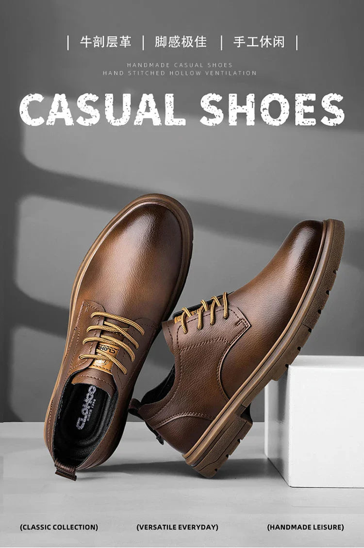 handmade men's shoes business casual leather shoes breathable soft sole comfortable classic lace-up men's shoes