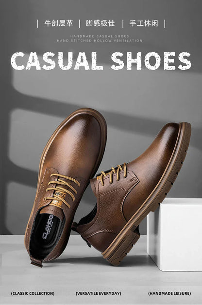handmade men's shoes business casual leather shoes breathable soft sole comfortable classic lace-up men's shoes