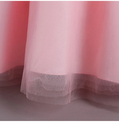 New Slim short sleeve fashion girls dress 3-12 years old Fluffy white wedding Sweet Princess dress lace