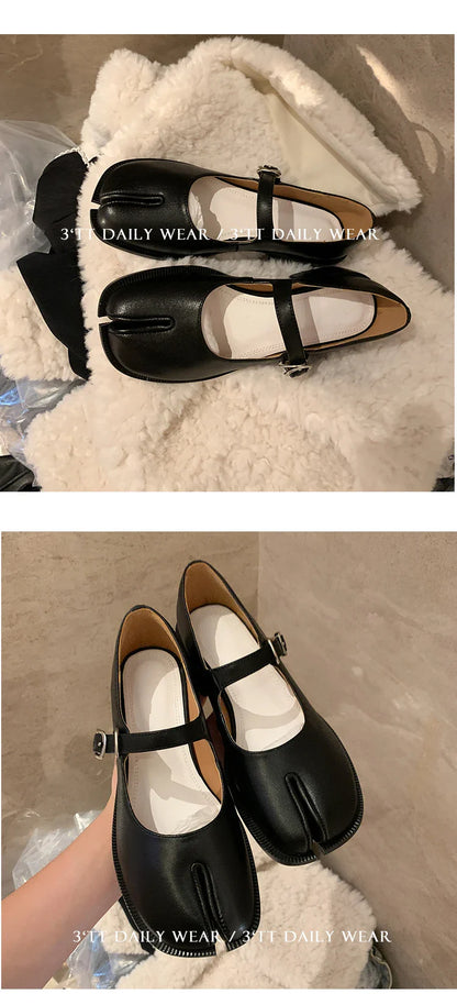 Fashion Women's Shoes New High Quality Leather Split Toe Mary Jane Shoes Comfortable Low Heel Women Shoes Lolita
