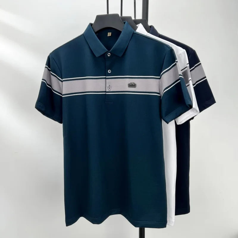 Summer best-selling high-end brand exquisite embroidery men's short sleeve POLO shirts breathable cotton casual business T-shirt