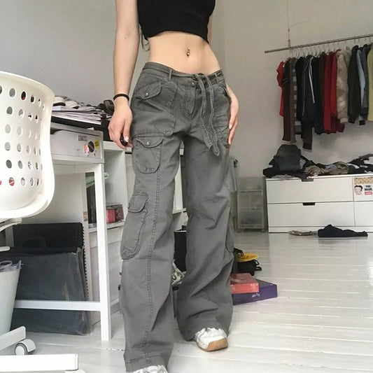 Women's Cargo Pants Women Fashion Vintage Low Rise Pants