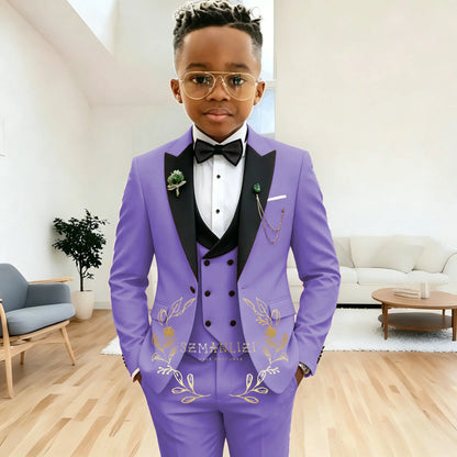 Pink Peaked Lapel Boy Formal Suits Dinner Tuxedos Boys Groomsmen Kids For Wedding Party Prom Suit Wear Ensembles De Blazers