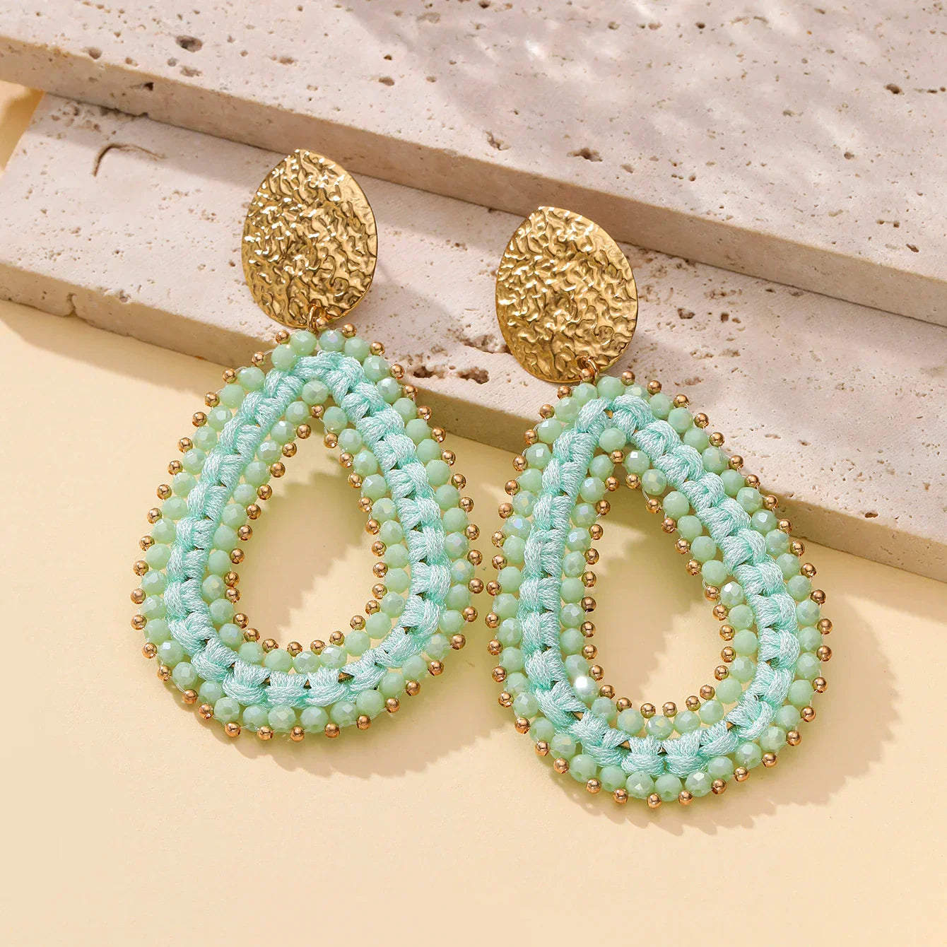 Big Water Drop Shape Drop Earrings For Women Colorful Beads Handmade Threading Crystal Long Earrings Jewelry Gift EA144