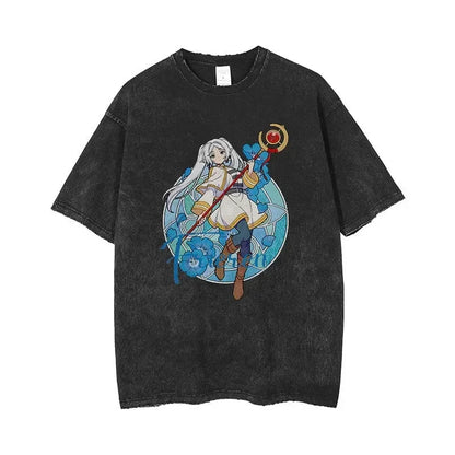 Beyond Journey's End Peripheral Products Old Washed T-shirt Men's and Women's Pure Cotton Short-sleeved Casual Clothing