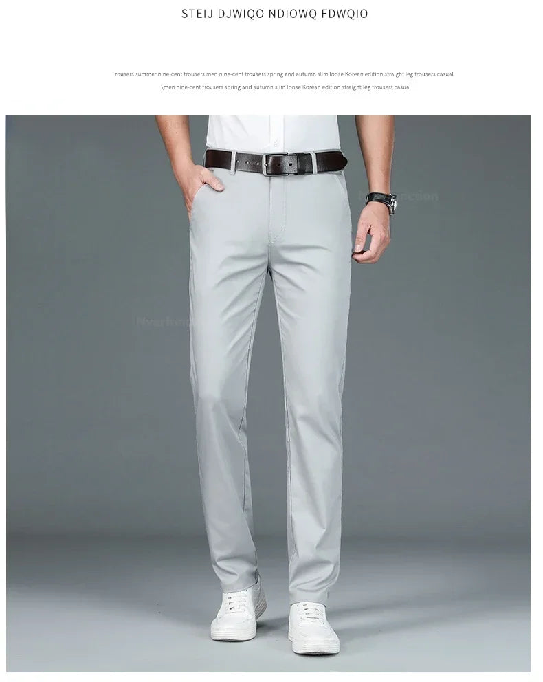 Business Pants Men Summer Clothes New Straight Classic Fashion Casual Long Pants Breathable Formal Trouser Male
