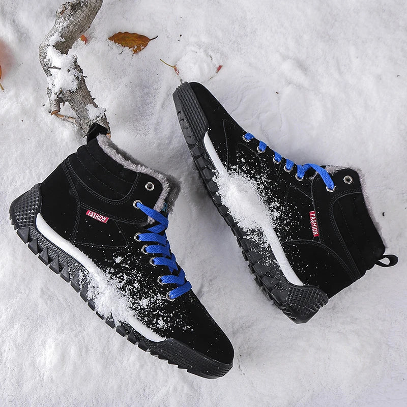 New Winter Sneakers for Men, Velvet Warm High-Top Cotton Shoes, Korean Style Casual Snow Boots, Boots, Men's Shoes, Autum Skateboard Shoes