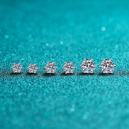 Moissanite Earrings Screw Stud Sterling Silver D VVS1 Lab Diamond with GRA Classic 6 Claws Round Ear Studs For Women