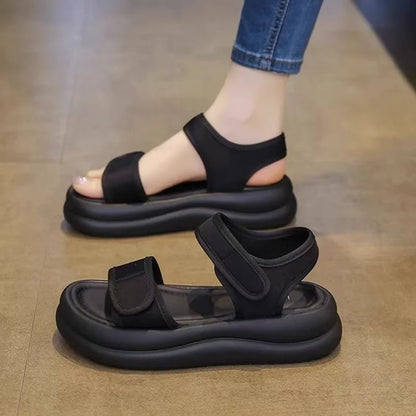 Thick soled Roman sandals for women, new summer sports soft soled work versatile, non tiring, non slip beach shoes