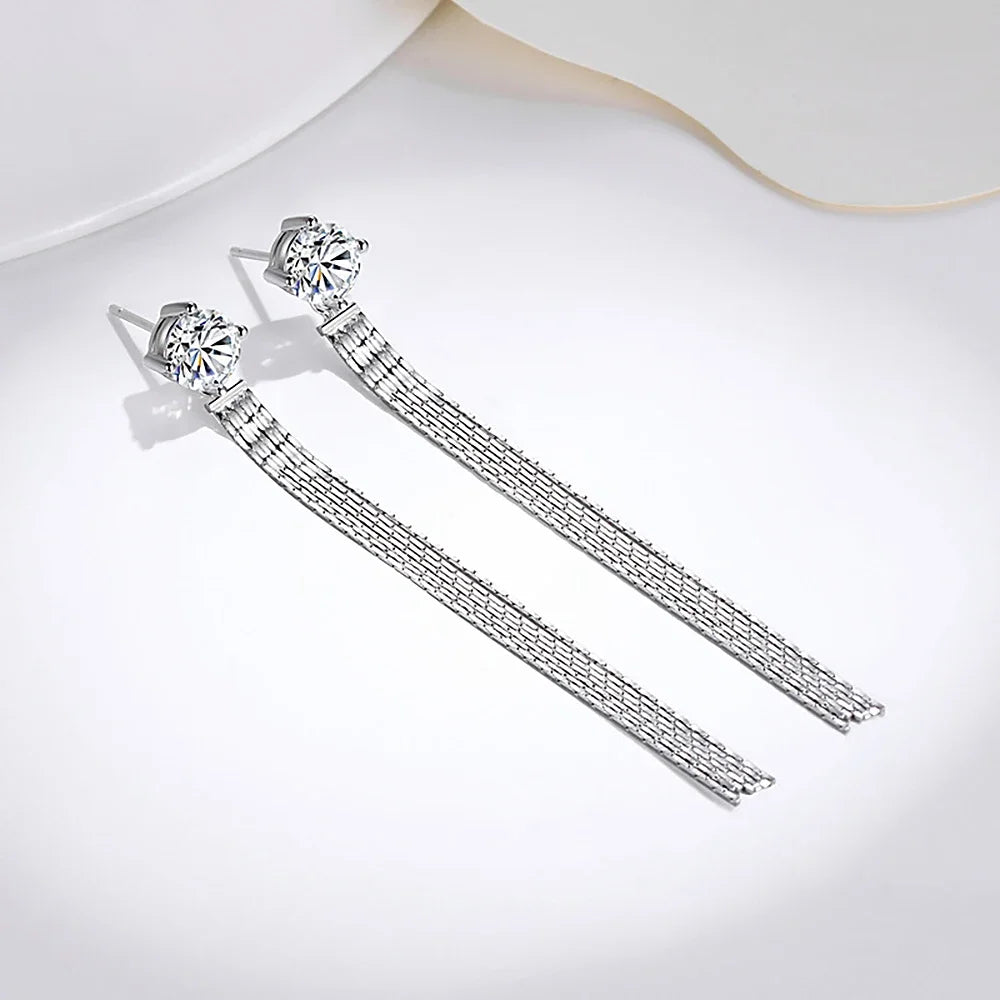 Moissanite Drop Earrings With Gra Certificates 1carat D Color Diamond Earring 925 Silver Long Tassel Dangle Earring For Women