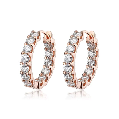 18k Plated Total 2.6CT Full Moissanite Hoop Earring for Women Sparkling Wedding Party Earring 925 Sterling Silver Jewelry