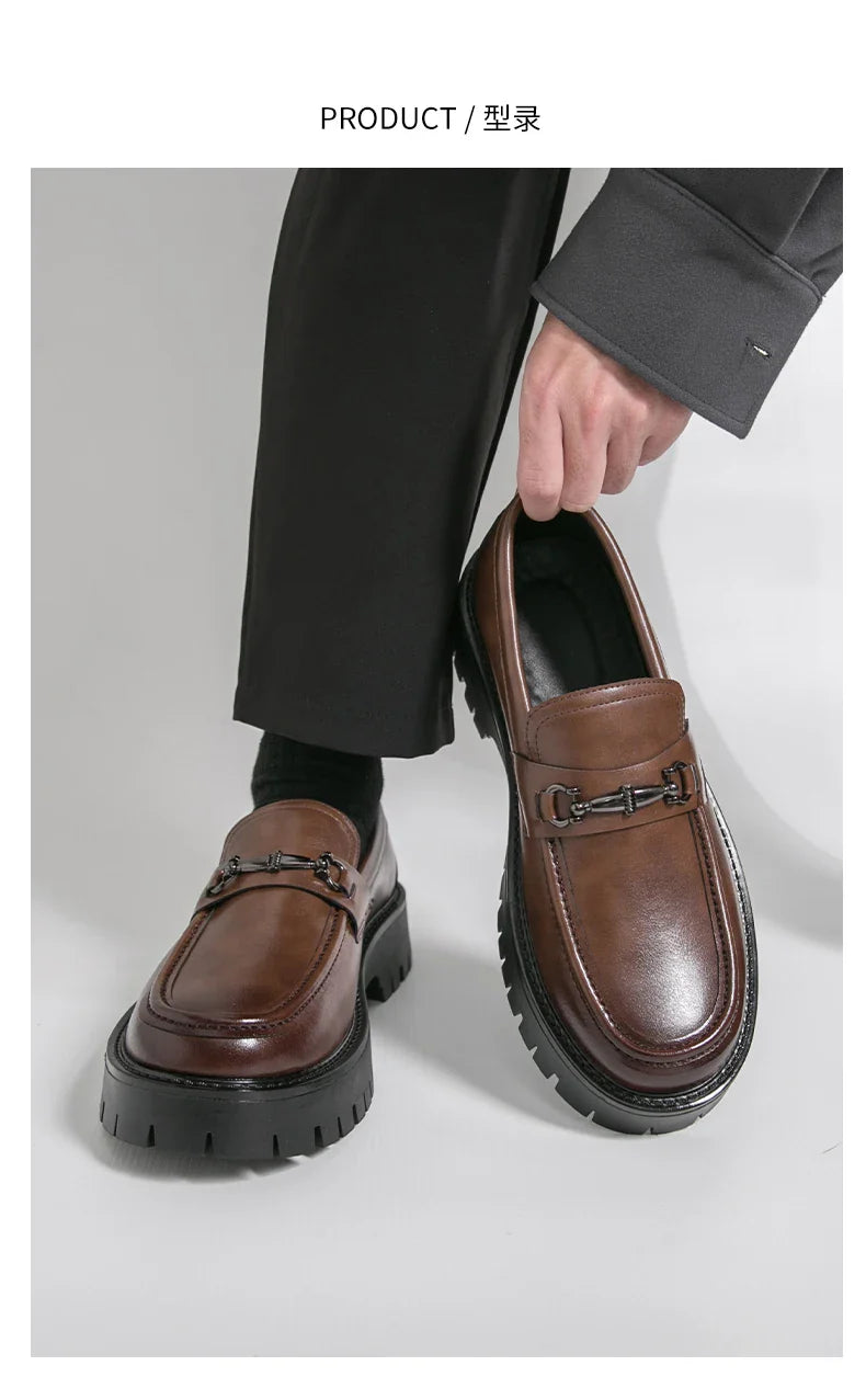 Trend Platform Casual Business Leather Shoes Men Formal Office Social Leather Loafers Male Derby Shoes Men's Dress Shoes