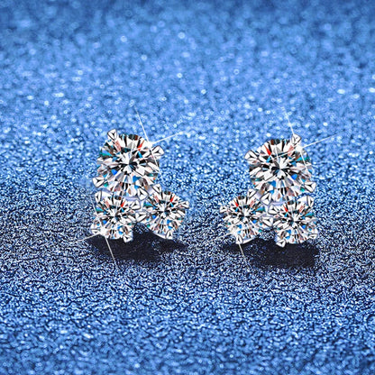 All D VVS1 Moissanite Stud Earrings for Woman Wedding Jewely 925 Sterling Sliver with white Gold Plated Studs Earring