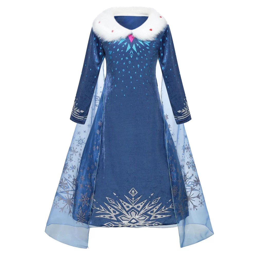 Girls Princess Dress Cosplay Elsa Children Snow Queen Costume Kids Halloween Carnival Birthday Holiday Party Dress
