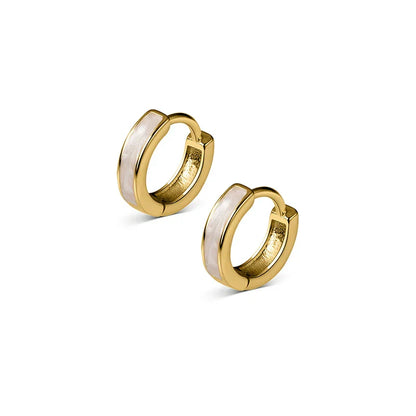 925 Sterling Silver Fashion Simple White Enamel Huggies Ear Hoop Earrings for Women Classic Gothic Punk Men Loop Jewelry