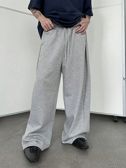 2025 men's wide leg sweatpants, European and American men's and women's sweatpants, waist drawstring straight leg loose casual s