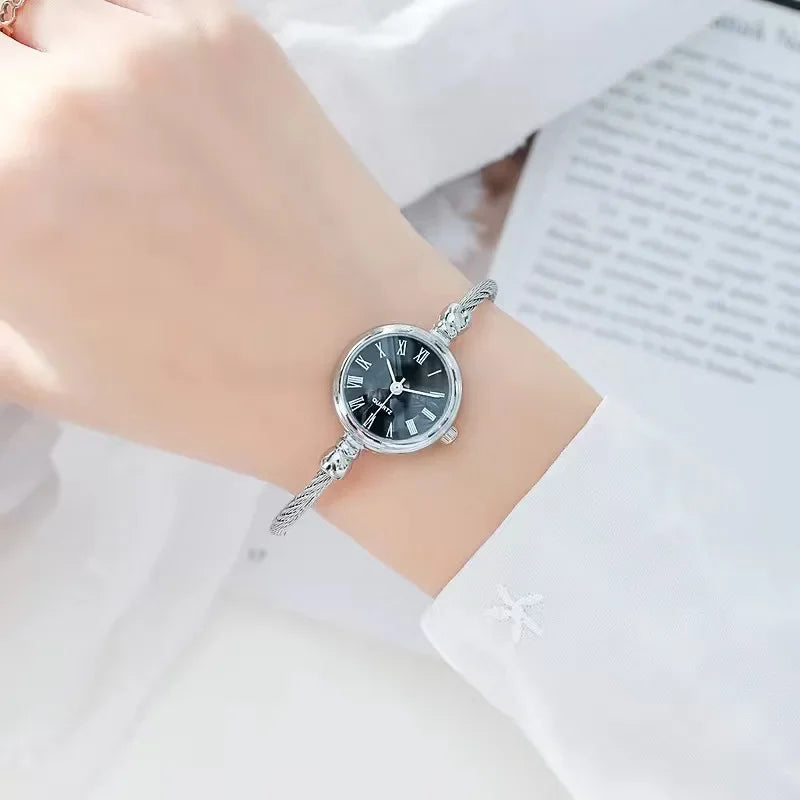 Luxury Women's Watch Small Gold Bangle Bracelet Watches Stainless Steel Retro Ladies Quartz Wristwatch Female Thin Chain Clock