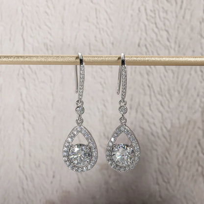 1ct D Color Moissanite Drop Teardrop Shape Earrings 925 Sterling Silve Hook Earrings for Woman Jewelry Gifts Wholesale