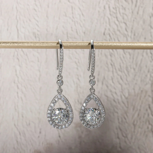 1ct D Color Moissanite Drop Teardrop Shape Earrings 925 Sterling Silve Hook Earrings for Woman Jewelry Gifts Wholesale