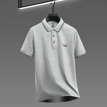100% pure cotton summer new men's trendy shortsleeved luxury customized business casual polo shirt designer brand badge T-shirt