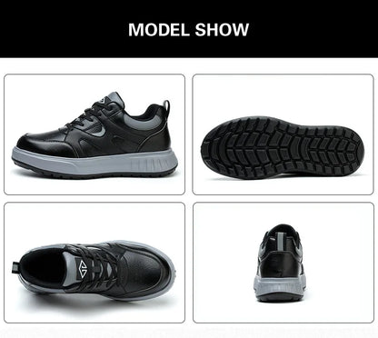 Men's Lightweight Casual Labor Protection Shoes Steel Toe Caps Anti Smashing Anti Piercing Wear-Resistant Work Footwear