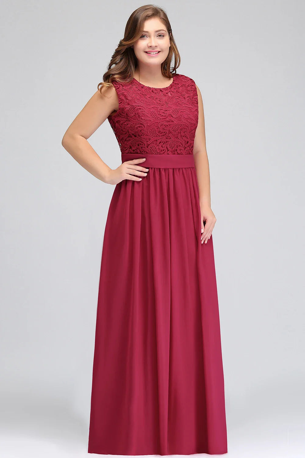 Hot Sale Lace A Line Prom Dress 2024 New Style Evening Dress Chiffon Back Illusion Bridsmaid Dress Pleat vestidos de fiesta