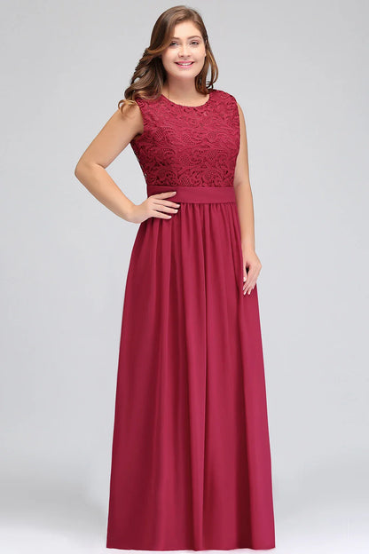 Hot Sale Lace A Line Prom Dress 2024 New Style Evening Dress Chiffon Back Illusion Bridsmaid Dress Pleat vestidos de fiesta