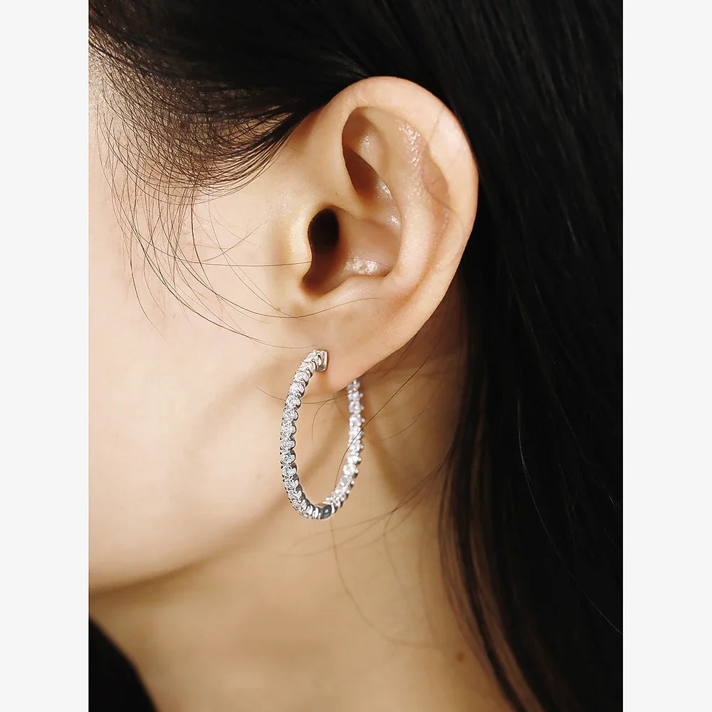 Luxury Designer D Color Full 2mm Moissanite Hoop Earrings For Women Party S925 Silver Plated 18K Gold Diamond Earring Gift