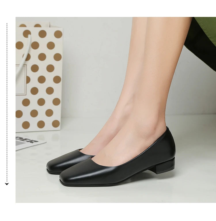 Spring Autumn Women Elegant Square Toe Low Heel Shallow Cut Single Shoes Casual Pumps Shoes for Women 35-41 Platform Shoes