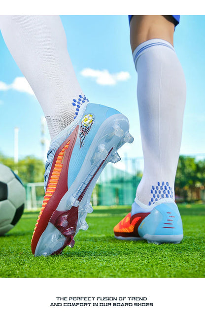 New Men Football Boots Outdoor Sport Boys Long Spikes Training Cleats Soccer Shoes Adult Non Slip Breathable Match Comfortable
