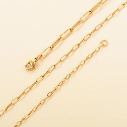 Polished Paper Clip Chain 2.5/2.7/4mm Stainless Steel Necklace Trendy Layering Choker Waterproof Jewelry Men And Women