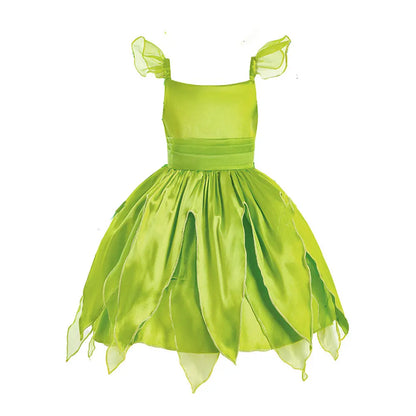 Elf Fancy Costume Cosplay Girls Halloween Pixie Fairy Disguise Kids Tinkerbel Dress up Carnival Pageant Princess Frock Sundress
