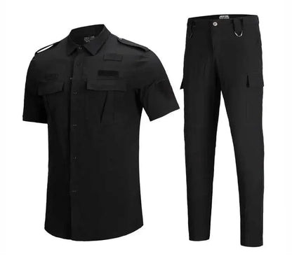 Quick Drying Workwear Suit Men Combat Elastic Tactical Training Set Multi Pocket Man Security Staff Uniform Cargo 2pcs Suits