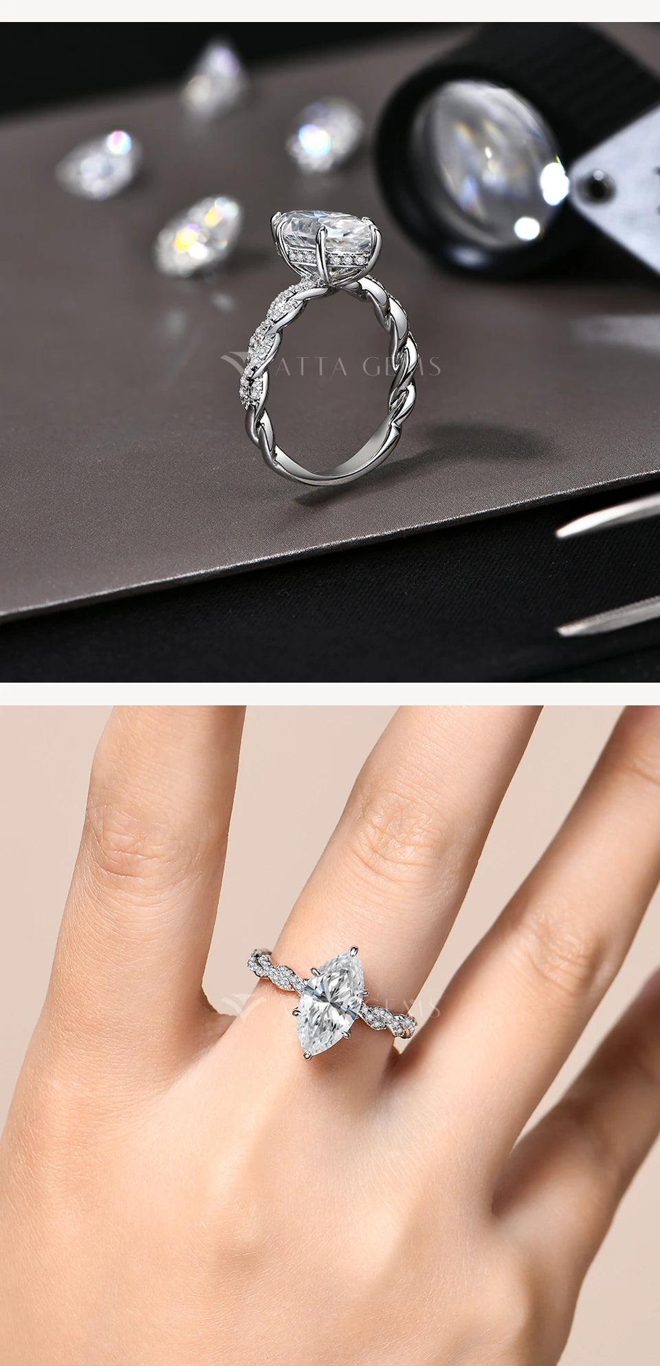 3.0CT Marquise Cut Moissanite Engagement Rings For Women 14*7mm Lab Diamond S925 Sterling Silver Wedding Party Jewelry