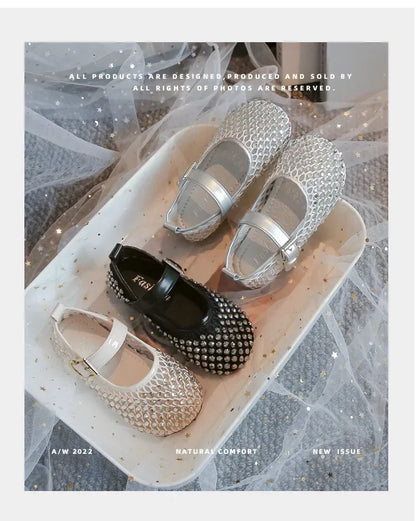 Girls Flat Shoes Sparkling Hollowed-Out Princess Shoes for Kids 2025 Summer New Sandals Mesh Hook&loop Toddlers Breathable Ins