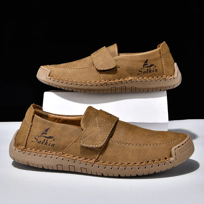 Handmade Men's Slip On Loafers Soft Leather Shoes Lightweight Breathable Driving Shoes Non Slip Daily Casual Outdoor Sneakers