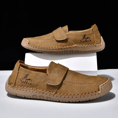 Men's Slip On Loafers Soft Leather Preppy Lightweight Breathable Driving Shoes Non Slip Daily Fashion Casual Outdoor Sneakers