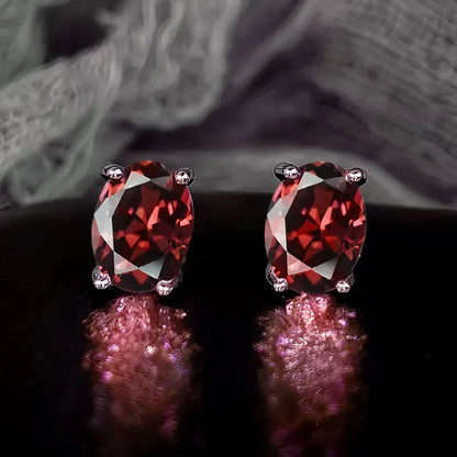 Rose Gold Yellow Gold Plated Oval Natural Amethyst Citrine Garnet Topaz Peridot 925 Sterling Silver Earrings for Women